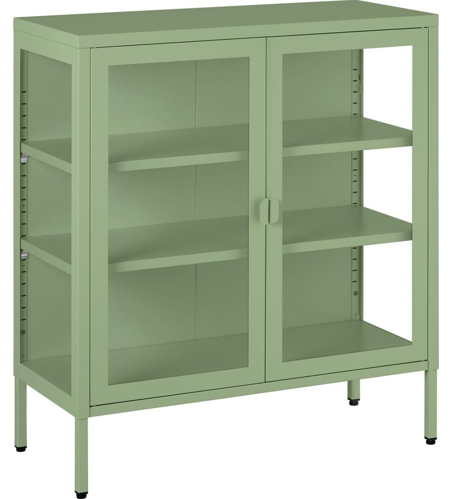 tectake® Metallvitrine mit 2 Türen, 3 Seiten verglast