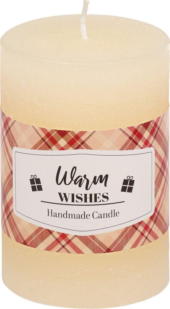 Raureifkerze mit Motiv "Karo" Champagner 100/68 mm, Weihnachtskerzen von Steinhart Kerzen in RAL-Kerzen Güte Qualität