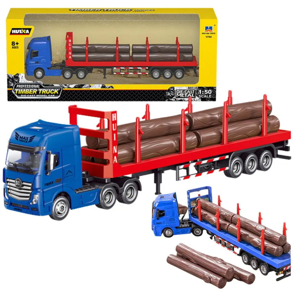 Camion transporteur Huina rouge 1:50 pour scénarios de chantier de bois
