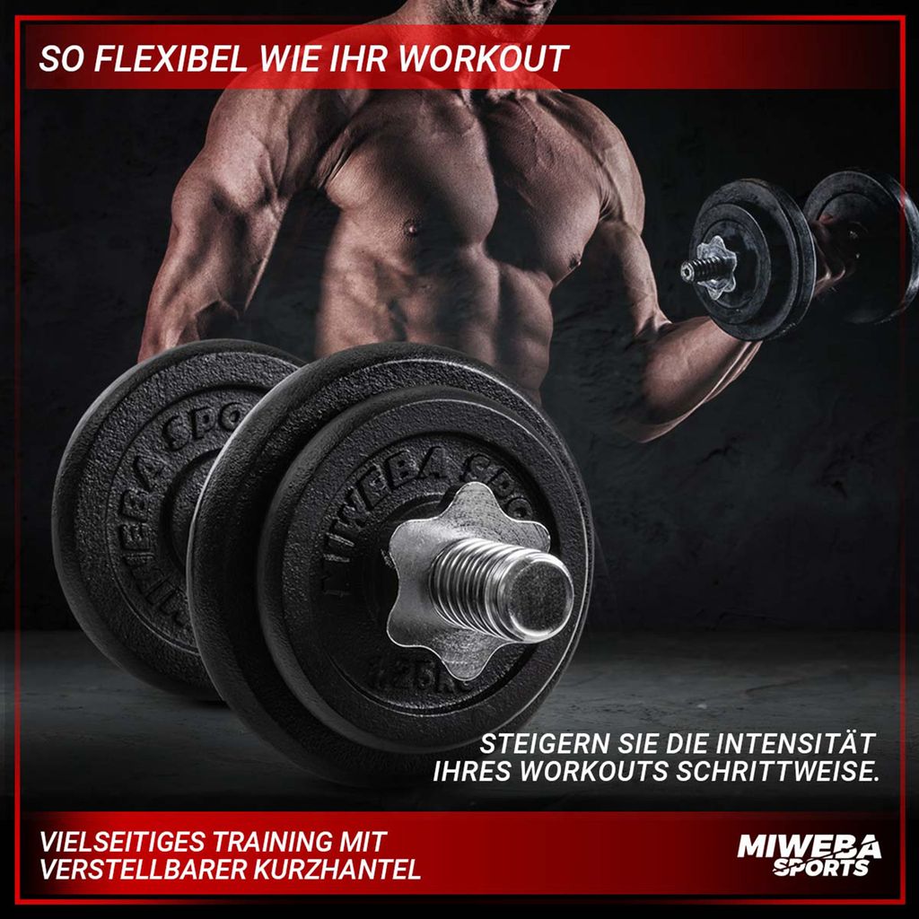 Miweba Sports Profi Hantel-Set MKH110, 10 kg, 2 x 2.5 kg & Produktbild 6