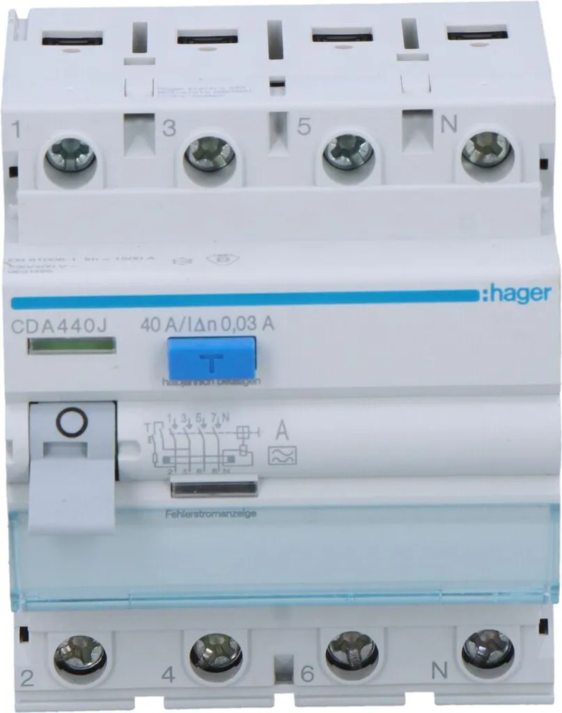 Interrupteur différentiel Hager CDA440J 4P 40A pour circuit Triphasé