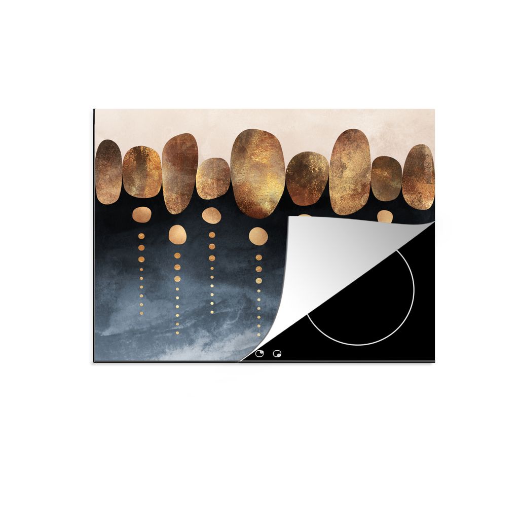 KitchenYeah Herdabdeckplatte Gold - Abstrakt - Luxus , 60x52cm, Küche Deko, Glaskeramikkochfeld Herdabdeckung, Abdeckplatte fùr Kochfeld