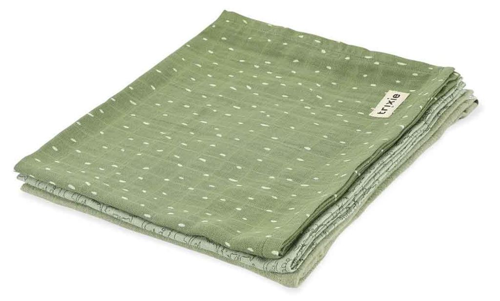 Trixie Babytextil Mulltücher 3er-Pack 55x55cm Daring Dino grün Baumwolle