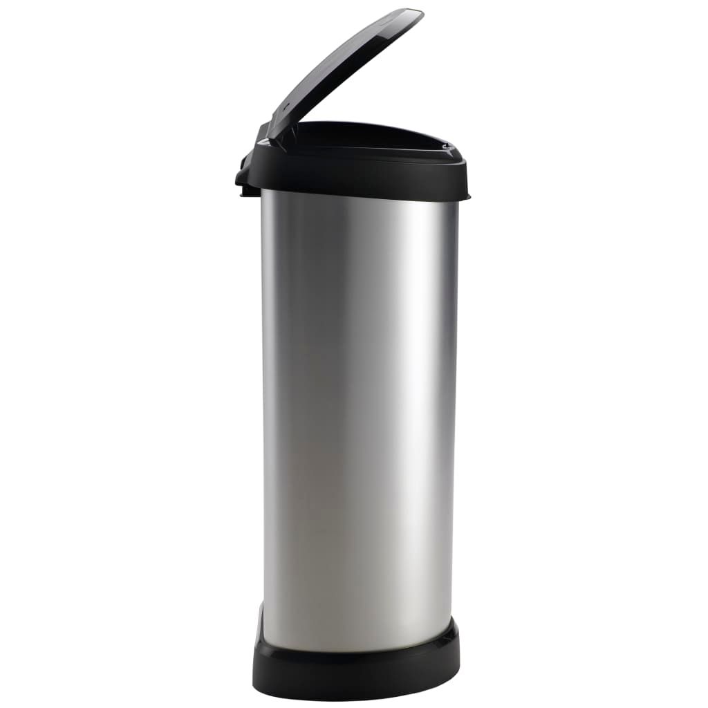 DECOBIN Poubelle 40L avec poussoir argent métallique Image du produit 