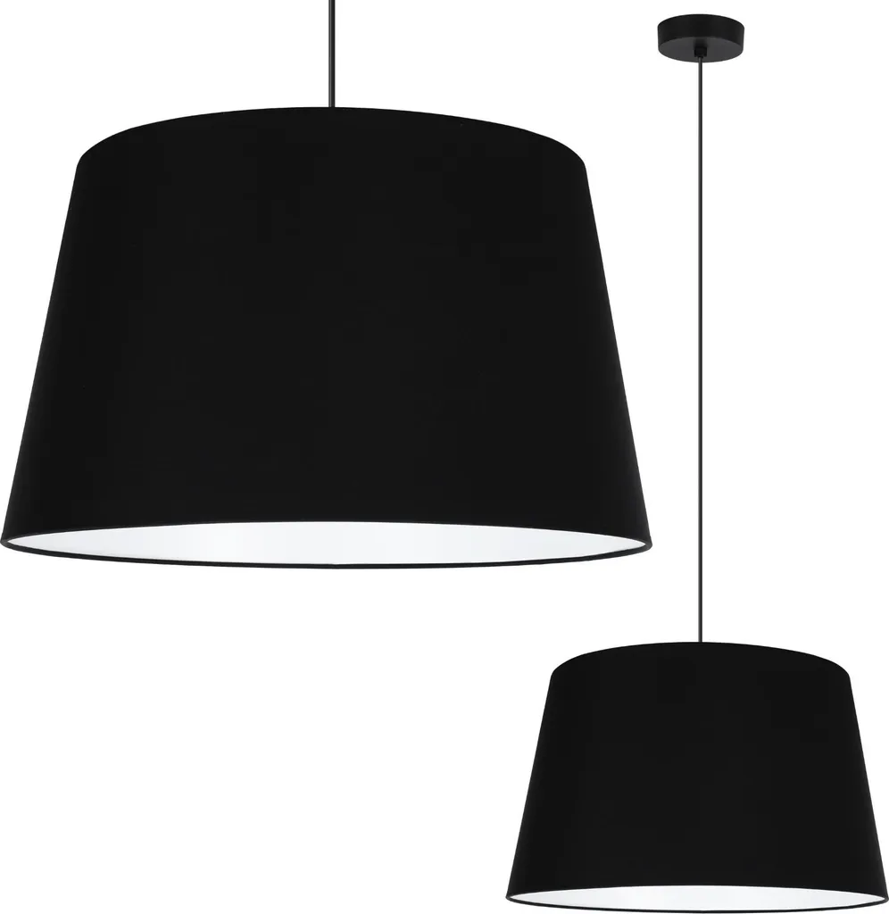 Gaja Lampe à Suspendre Cône Noir avec Abat-Jour Plat de 44cm - Moderne