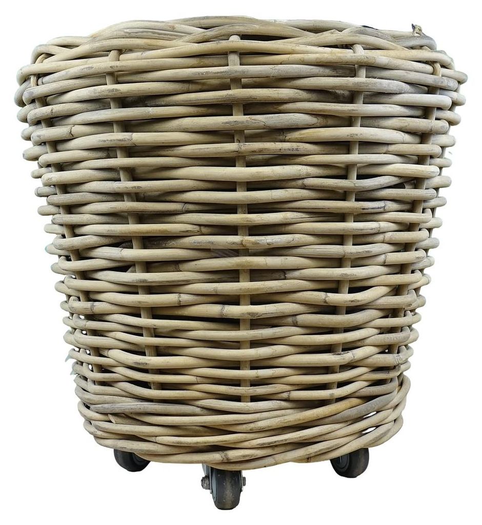 VAN DER LEEDEN DRYPOT® Rattan Pflanzkübel Grau auf Rollen Ø Produktbild 