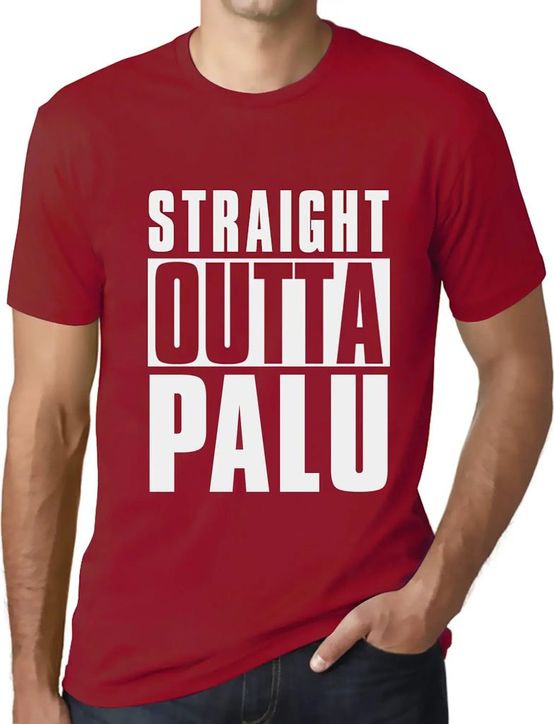 Herren Grafik T-Shirt Direkt aus Palu – Straight Outta Palu – Öko-Verantwortlich Vintage Jahrgang Kurzarm Lustige Druck Geburtstag Geschenk Mann