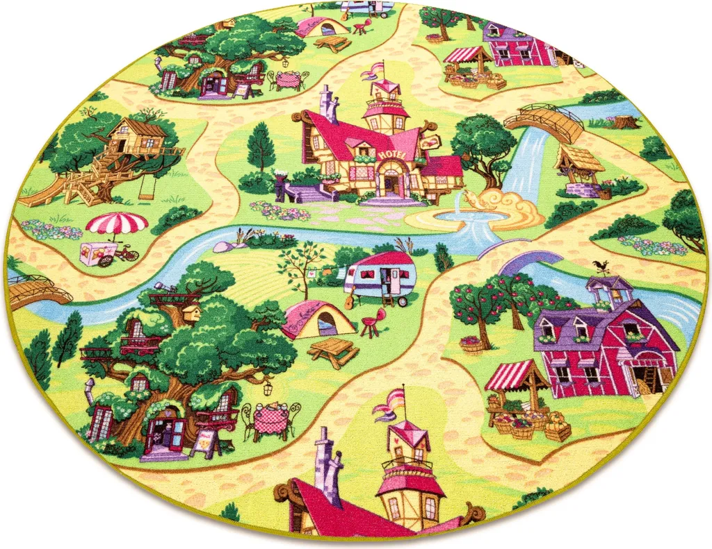 Tapis enfant Candy Town Village Sucré multicolore grand format 170cm