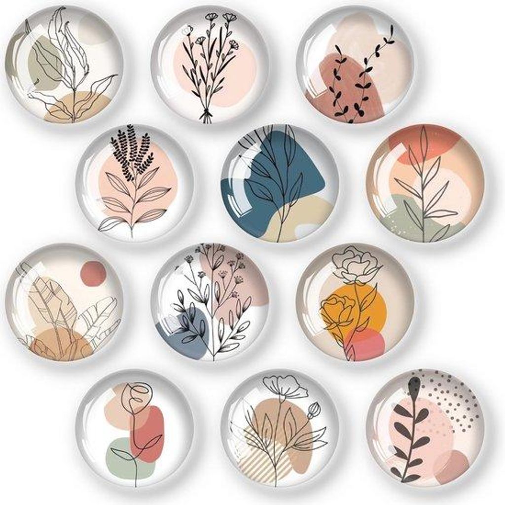 Kunststoff-Decorationsmagneten mit Kristallglas, Set von 12, runde Magneten für Kühlschrank und Whiteboards