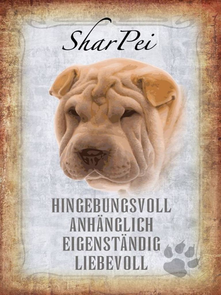 vianmo Holzschild 40x30 cm Shar Pei Hund