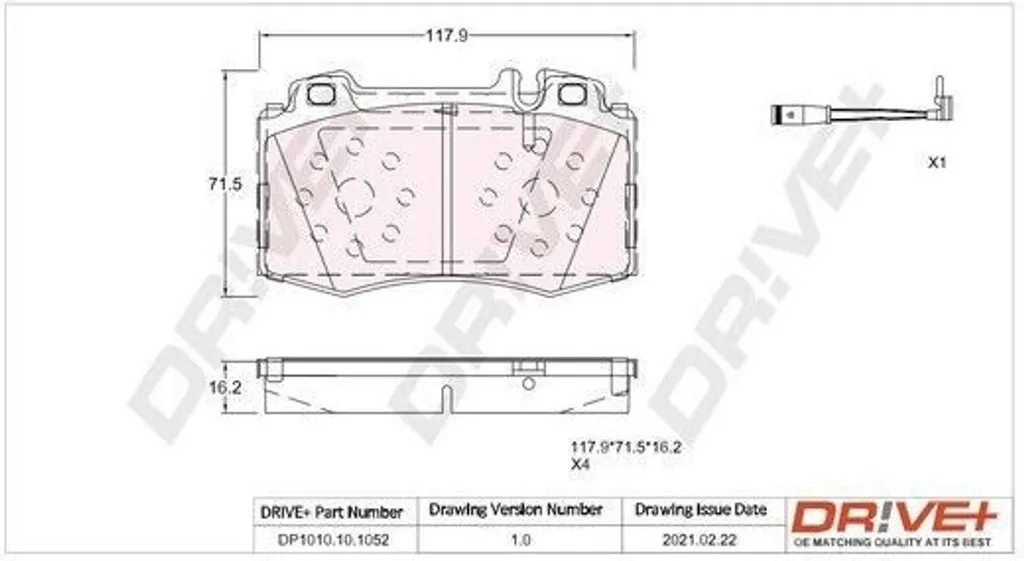 Plaquettes de frein Dr!ve+ DP1010.10.1052 haute résistance thermique