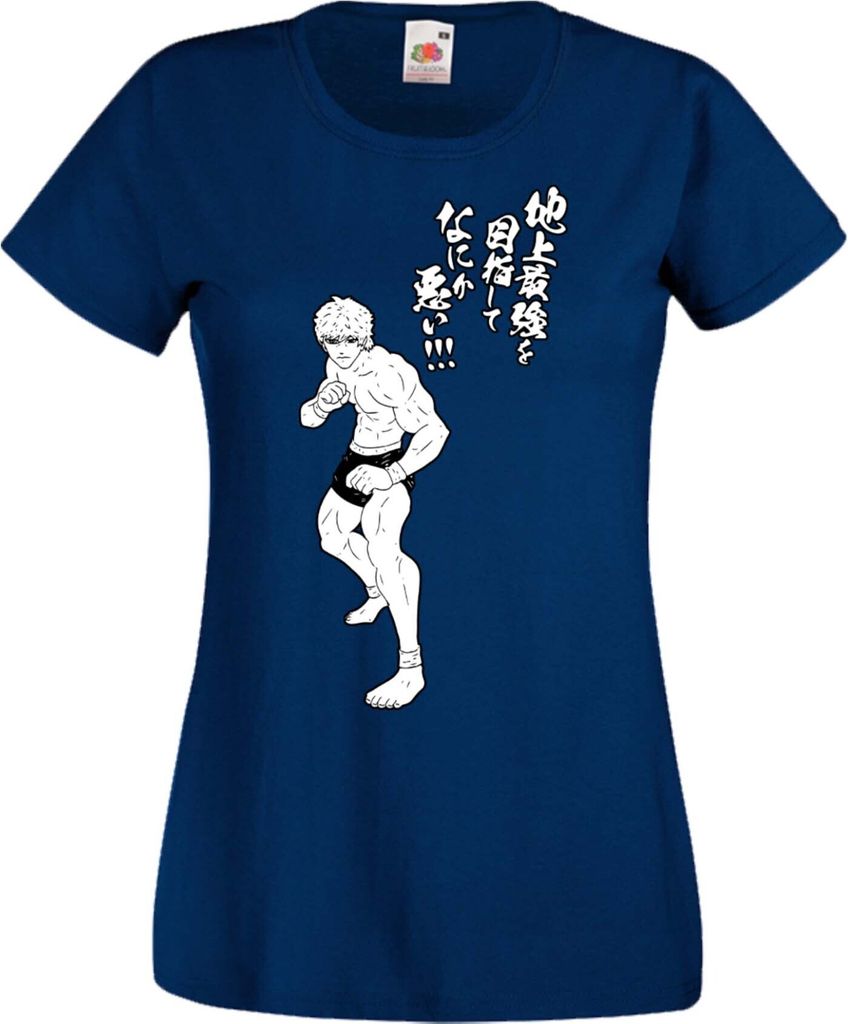 Damen T-Shirt Manga Anime Baki The Grappler 01 Baki The Grappler, Lady M / Dunkelblau
