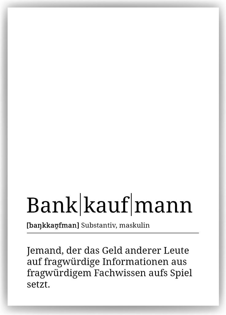 Bankkaufmann Poster Definition Kunstdruck Wandbild Geschenk Produktbild 