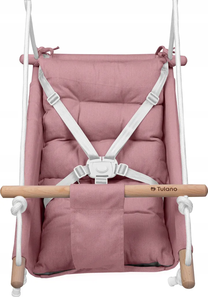 Tulano Hop 40 Altalena Neonato 3in1 in Legno | Fino a 60kg | Rosa-Grigio - 18