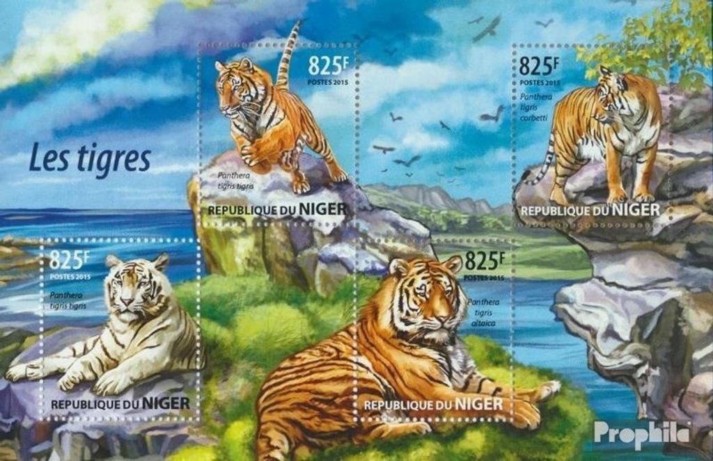 Briefmarken Niger 2015 Mi 3495-3498 Kleinbogen (kompl. Ausg.) postfrisch Tiger