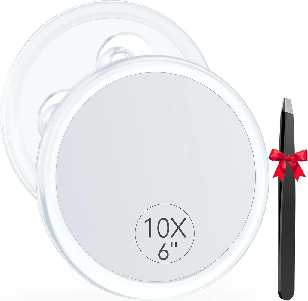 Miroir mural grossissant 10X pour salle de bain avec ventouses 15cm