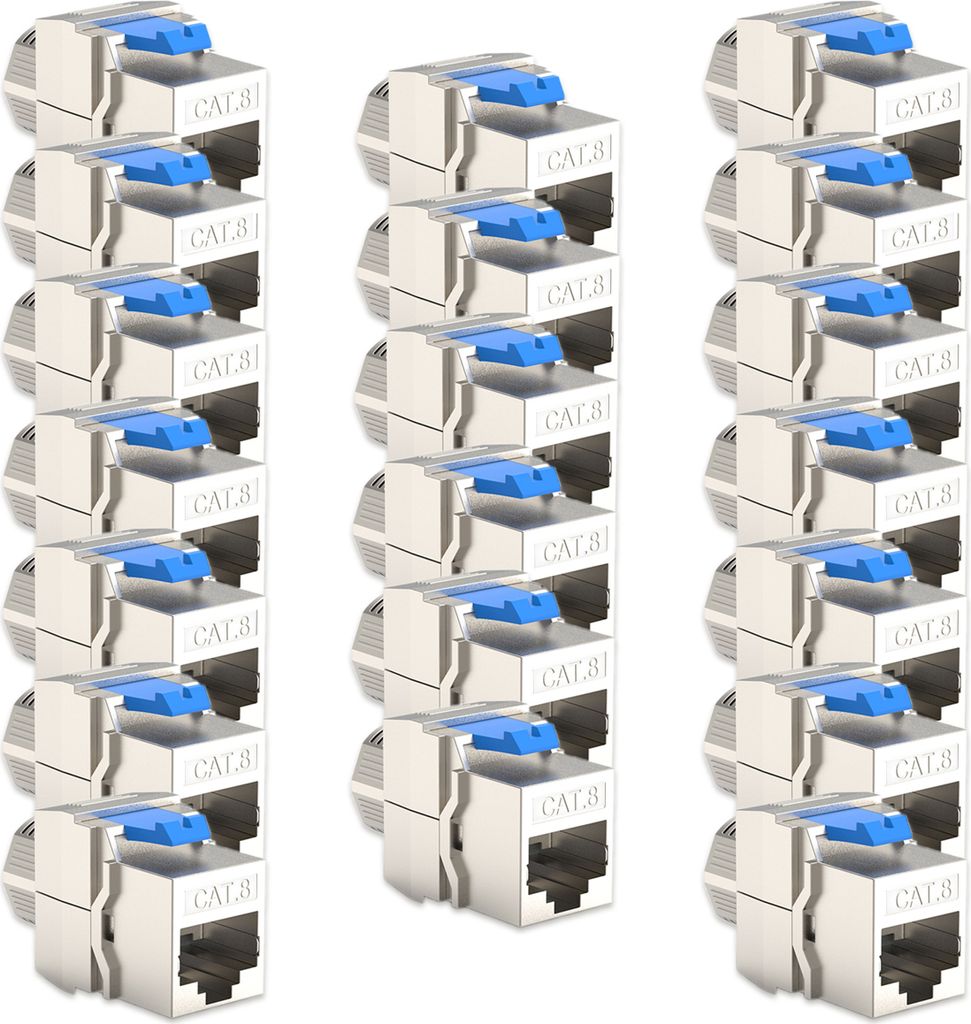 20x CAT8 Keystone Jack RJ45 Modul Buchse 2000 MHz 40Gbit geschirmt werkzeuglos