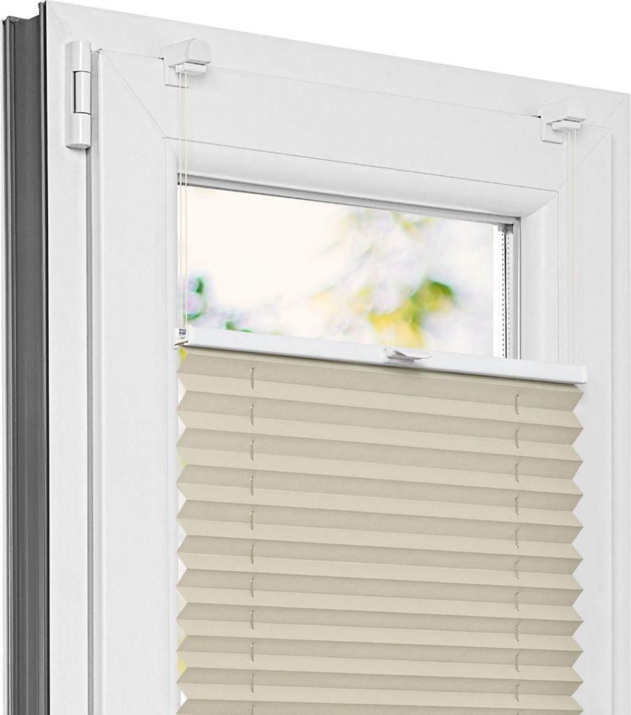 Estika Plissee ohne Bohren - 90x50 cm - Beige - Klemmfix montage, Rollo für Fenster & Tür