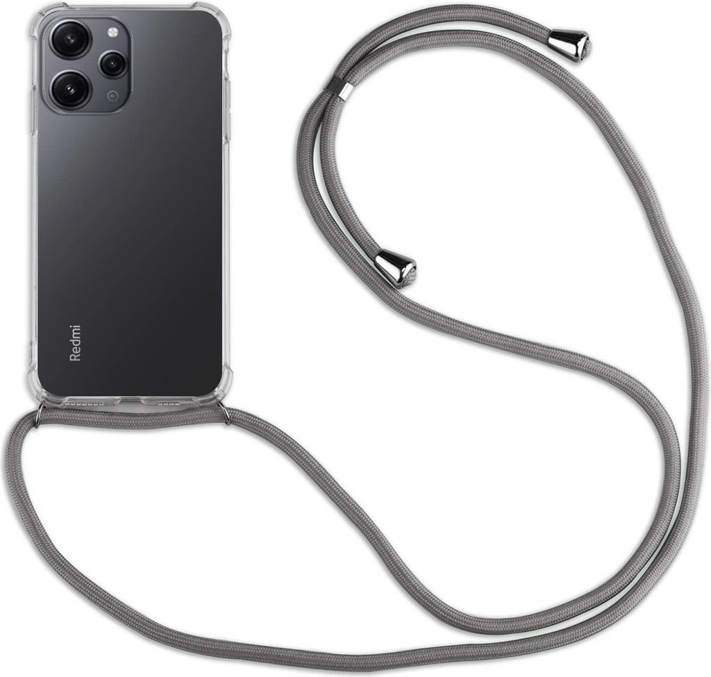 Handykette für Xiaomi Redmi 12 Handyhülle mit Band Case Hülle mit Kordel Hand Grau
