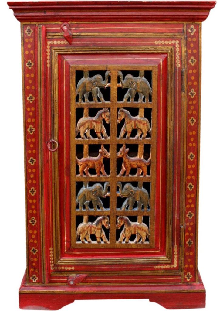 Bemalter Beistellschrank, Kommode - Modell 6, Braun, Holz, 76*50*30 cm, Kleine Schränke