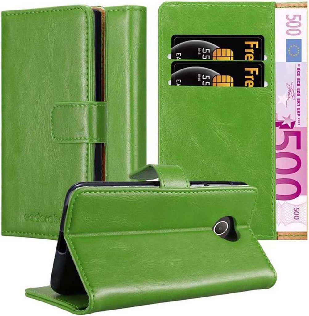 Cadorabo Hülle für Huawei Y3 / Y3C / Y330 / Y331 / Y360 Schutzhülle in Grün Handyhülle Book Tasche Case Etui Luxury