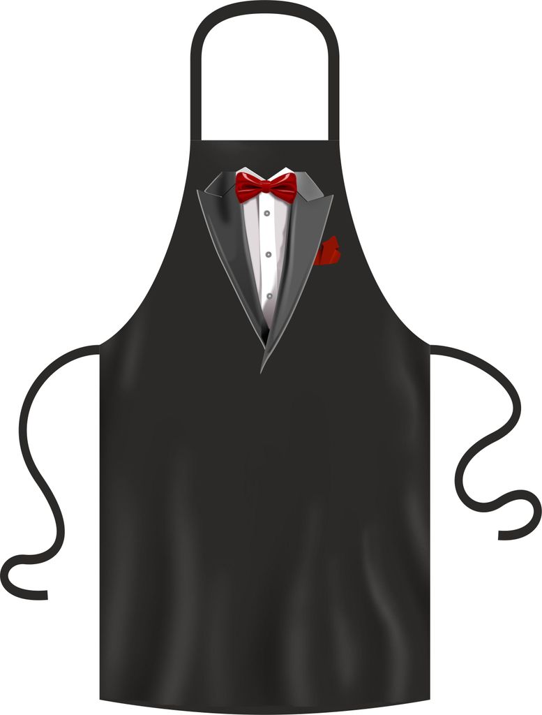 Grillschürze, Kochschürze, Küchenschürze, Frack mit Schleife, Rahmenlos 2988