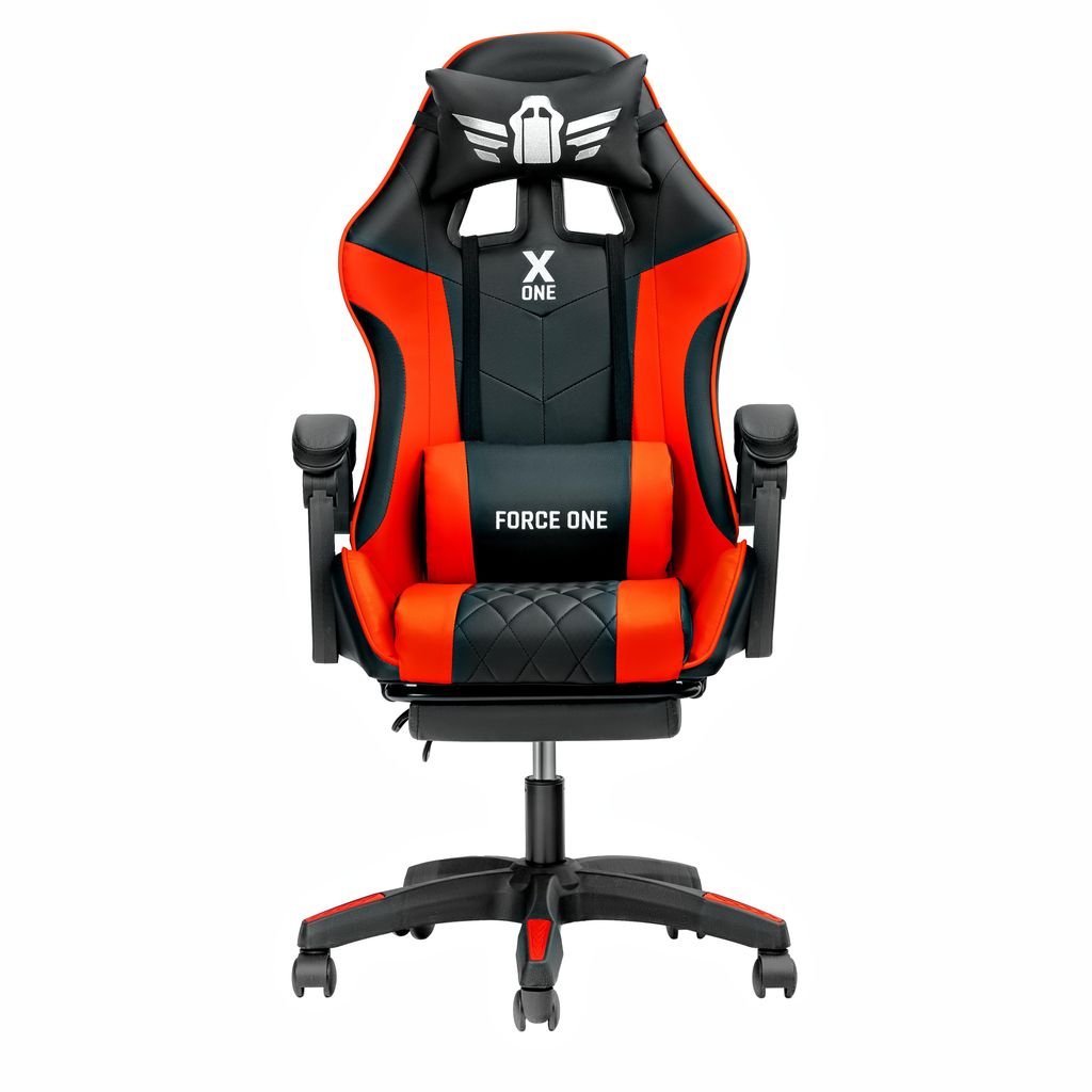 A gaming chair is shown against a white background.