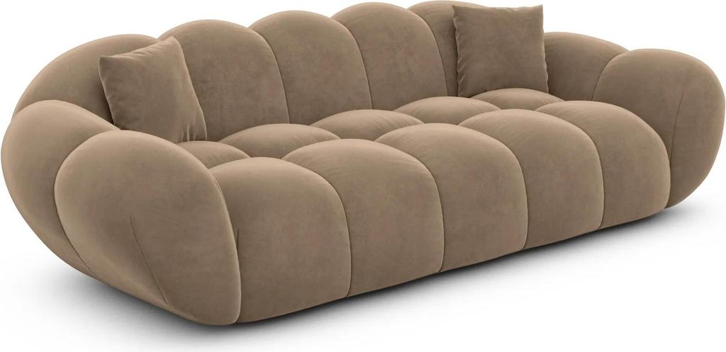 Samtstoff 3-Sitzer Couch Liva Braun