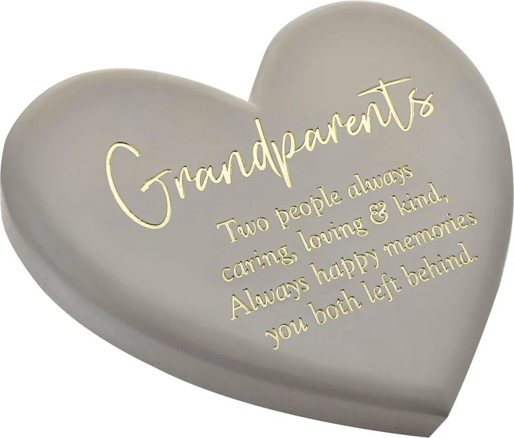Plaque Funéraire Cœur Résistante Intempéries pour Tombe Grands-Parents