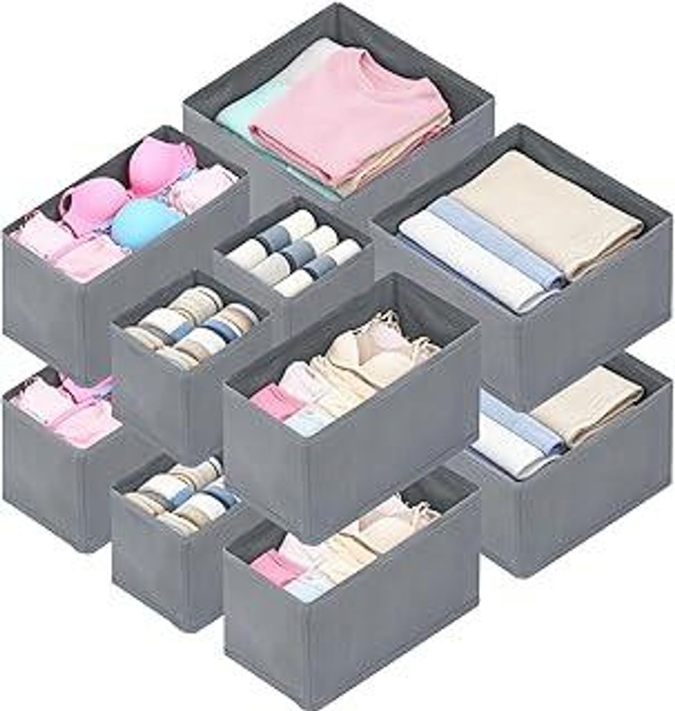 12er-Set Schubladen Organizer, kleiderschrank organizer, Passgenau für Kleiderschrank & Wickeltisch, Faltbare Aufbewahrungsbox aus Stoff für Unte...