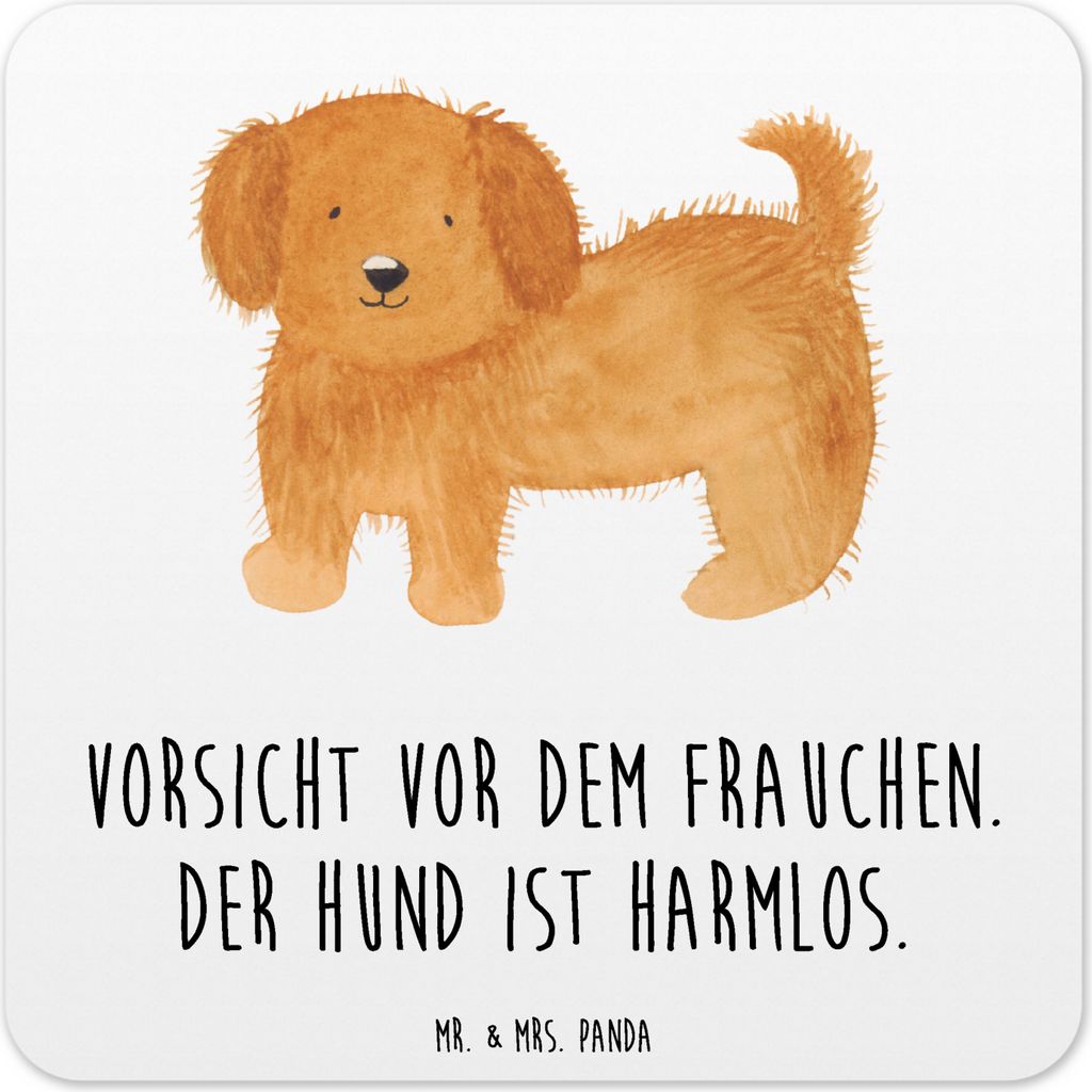 Mr. & Mrs. Panda Tischuntersetzer Hund Flauschig 15er Set - Weiß - Geschenk, Flaschenuntersetzer, Untersetzer Gläser, Glas-Untersetzer, Hunde, f...