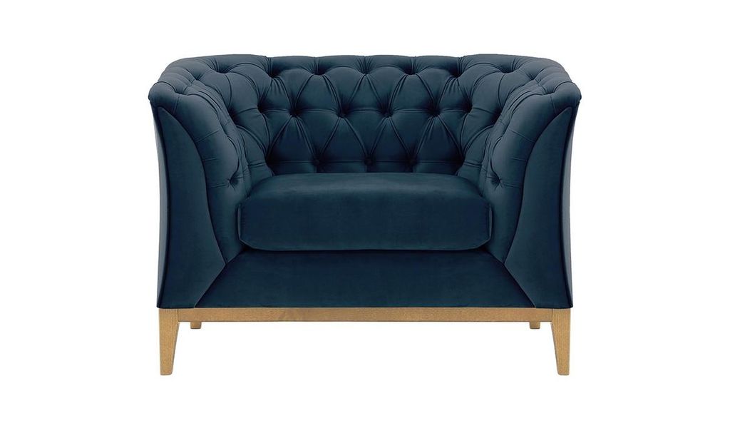 SLF24 - Sessel Chesterfield Modern Wood - blau - Velluto 11