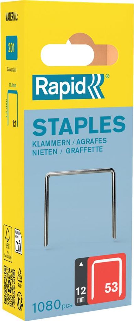 Rapid Feindrahtklammern Typ 53 12 mm 1.080 Stück