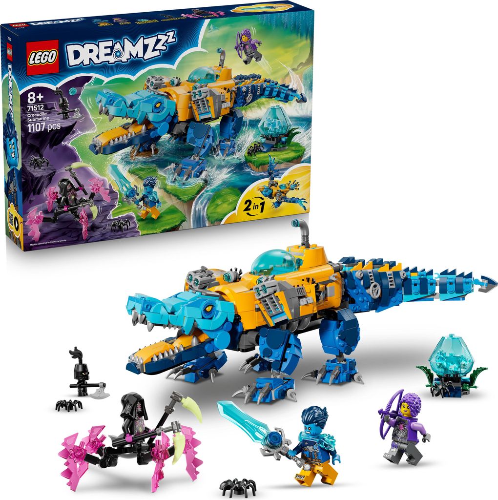 LEGO DREAMZzz 2in1 Krokodil-U-Boot - Spielzeug verwandelbar in Adler-U-Boot - inkl. 3 Minifiguren, 2 Spinnen und einer sammelbaren blauen Schatz-Kr...
