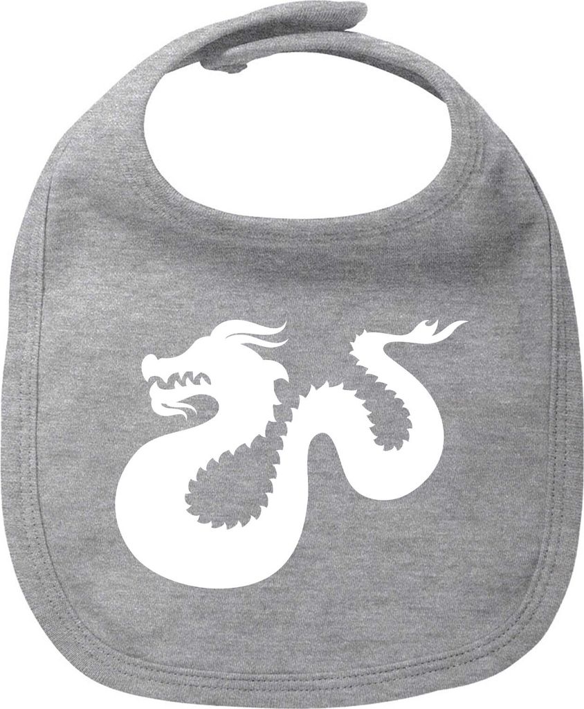 Huuraa Baby Lätzchen Dragon Silhouette Heather Grey Klettverschluss Baumwolle Latz Geschenkidee
