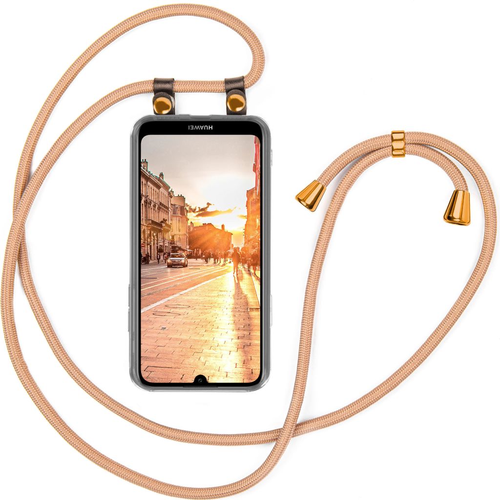 UMHÄNGEHÜLLE + KORDEL für Huawei Y7 / Y7 Prime (2019), Farbe:Gold