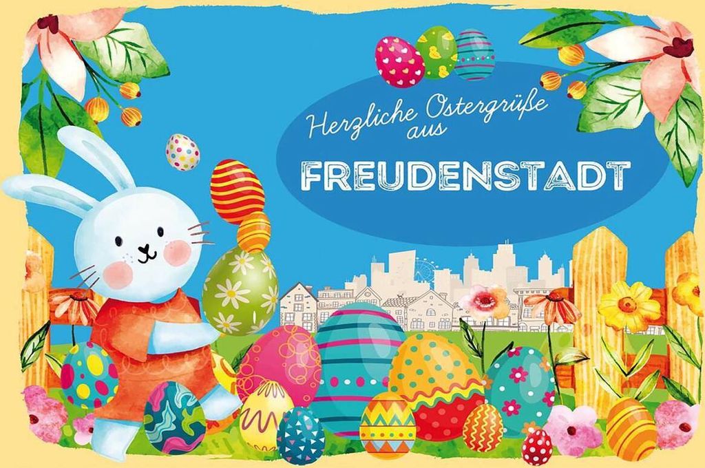 vianmo Holzschild 12x18 cm Ostergrüße FREUDENSTADT