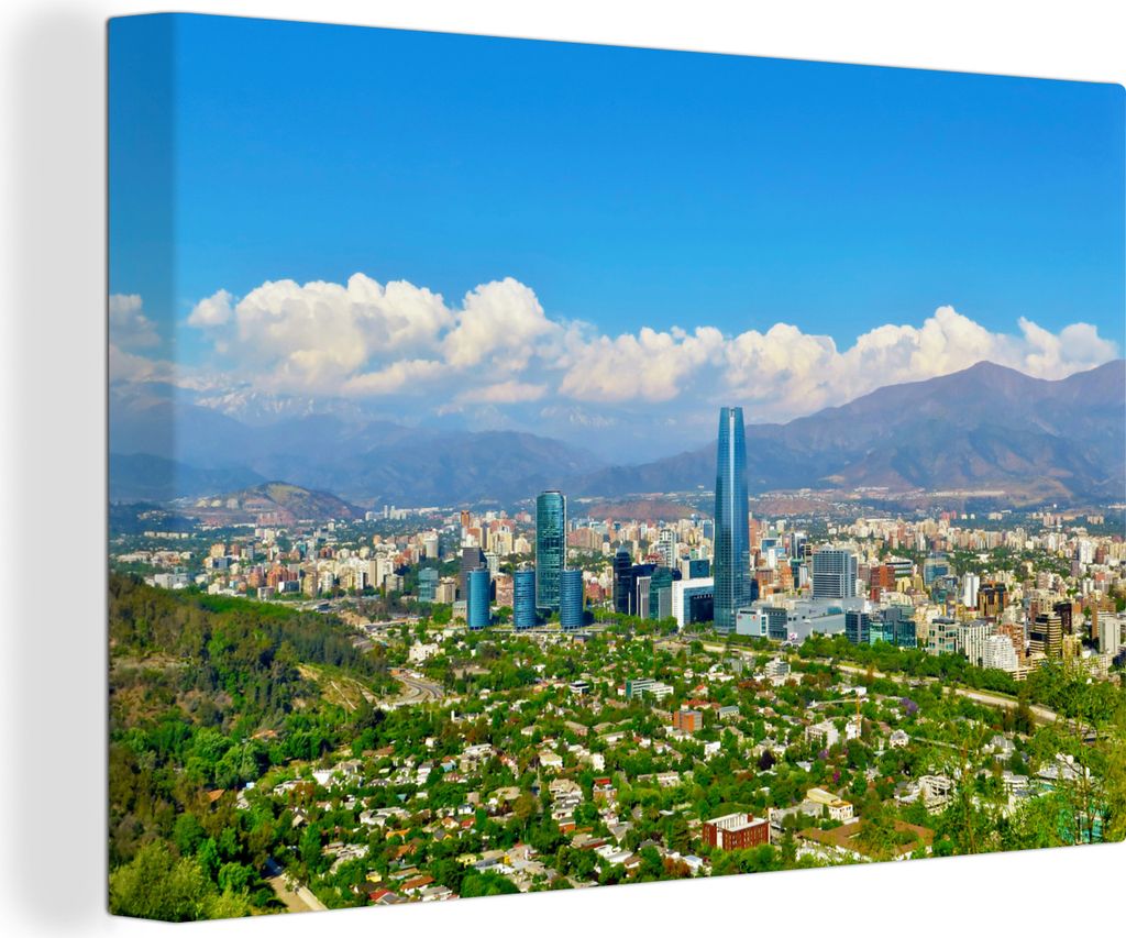 OneMillionCanvasses - Leinwandbilder - 150x100 cm, Farbenfrohe Umgebung rund um die Stadt Santiago in Chile, Wandbilder Kunstdruck Wanddekoration