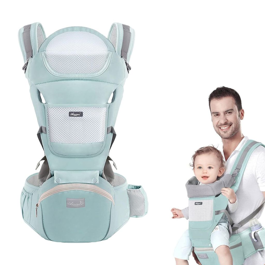OKWISH Kindertrage Bauchtrage Rückentrage Babytrage Neugeborene bis Kleinkinder Ergonomische,gemütliche und leichte Babytrage für 3-20kg Hellgrün