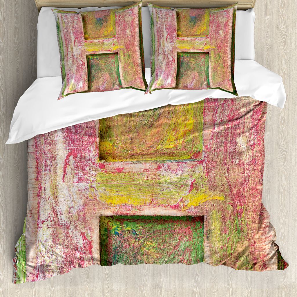 ABAKUHAUS Buchstabe H Bettbezug, Alphabet aus Holz H-Zeichen, Milbensicher Allergiker geeignet mit Kissenbezügen, 200 cm x 200 cm - 80 x 80 cm, Me...