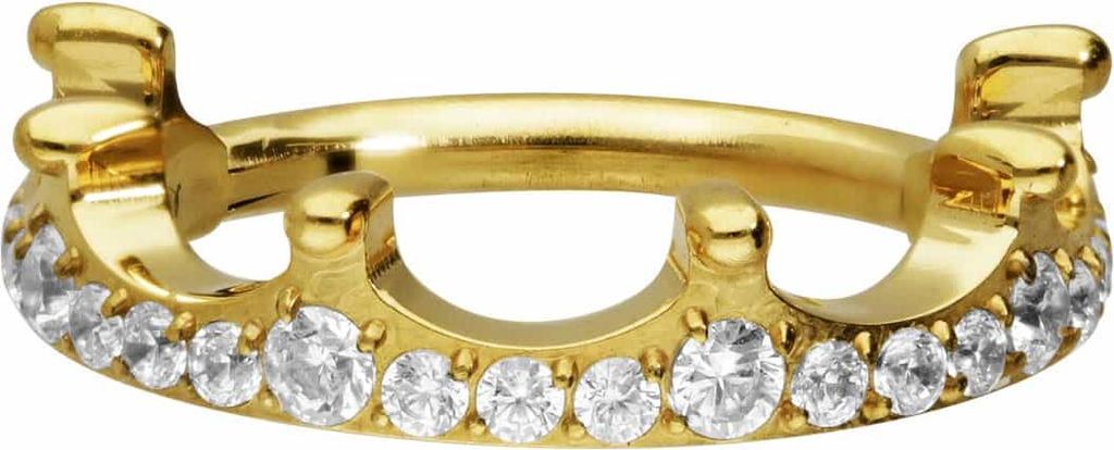 Ohrpiercing, Nasenpiercing, Septum Piercing Titan Segmentring Clicker KRISTALLKRONE Gold Innendurchmesser: 10 mm