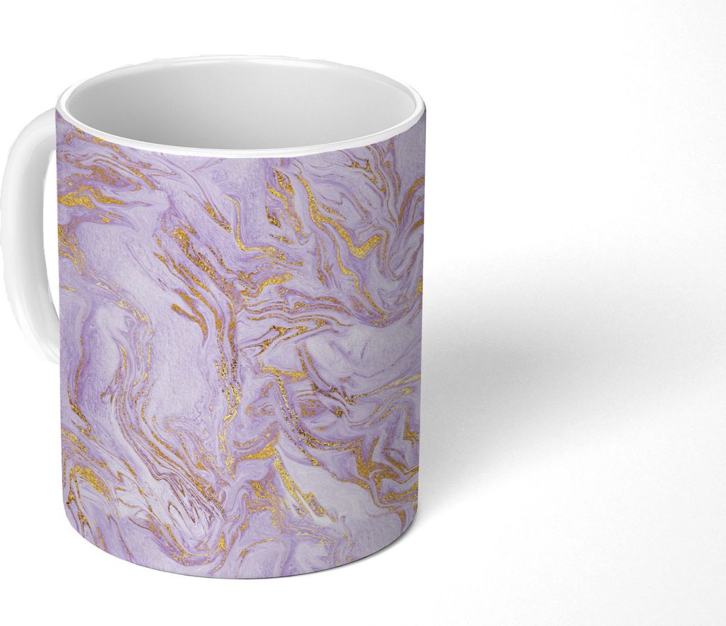 MuchoWow Tasse Kaffeetasse Kaffeebecher 350 ml Abstrakt - Marmor - Gold - Muster Teetasse - Fototasse - Becher - Keramikbecher - Teebecher - Kaff...