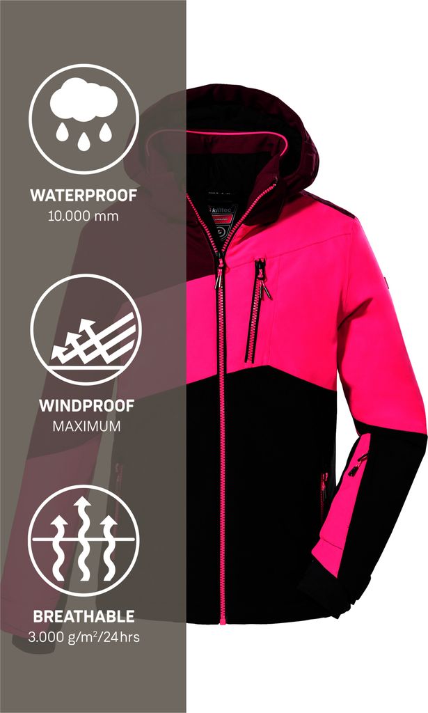 Giacca Da Sci Bambina Killtec Ksw 442 - Impermeabile, Antivento, Cappuccio Regolabile, Paraneve, Colorblock