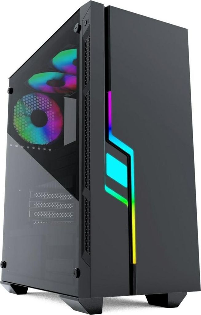 Gembird Fornax 2000 RGB - Midi Tower - PC - Schwarz - ATX - ITX - micro ATX - SPCC - Gehärtetes Glas - Gaming