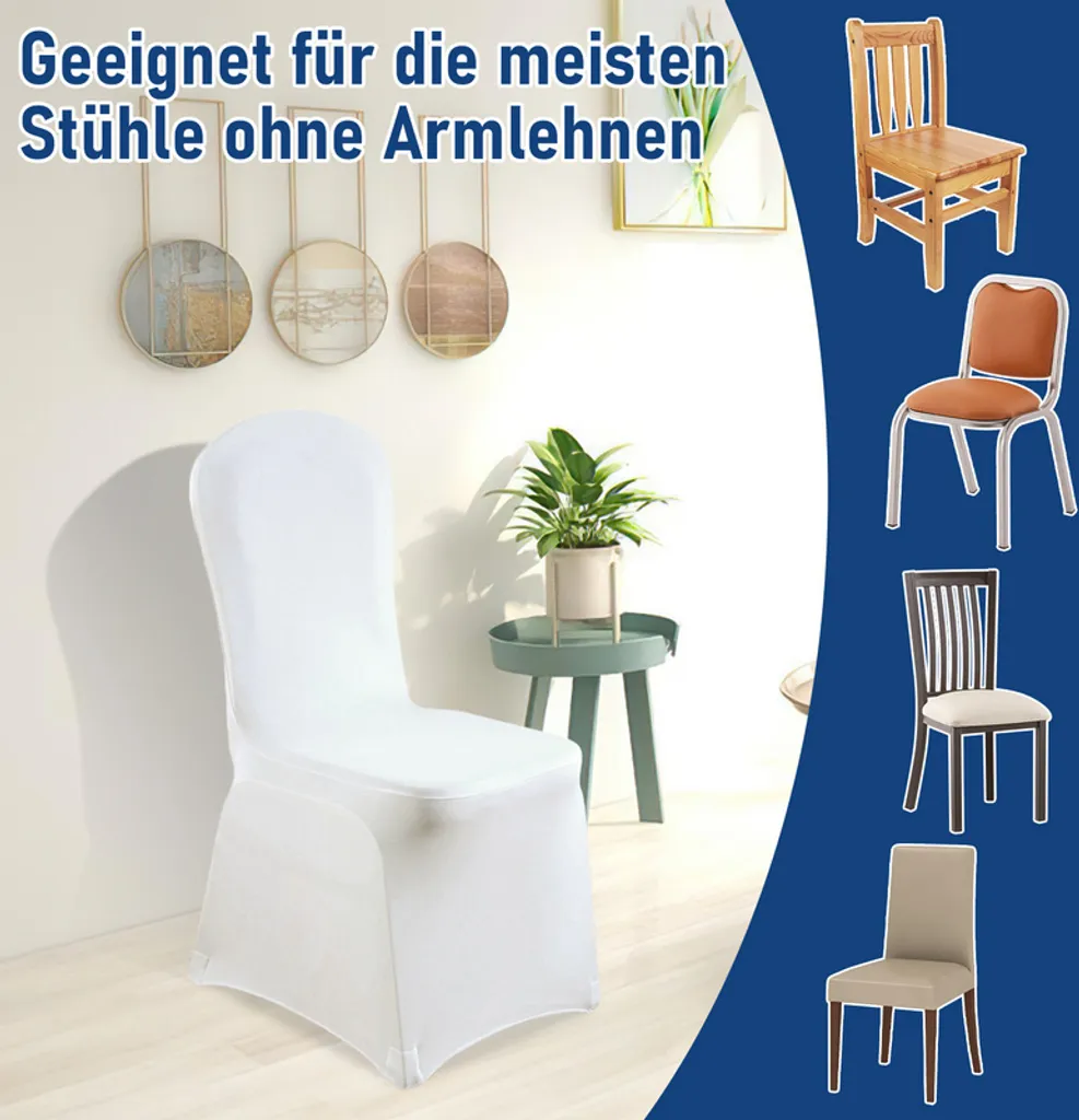 Yakimz Coprisedie universali elasticizzati in poliestere ed Spandex Coprisedie per matrimoni e feste Bianco 50 pezzi