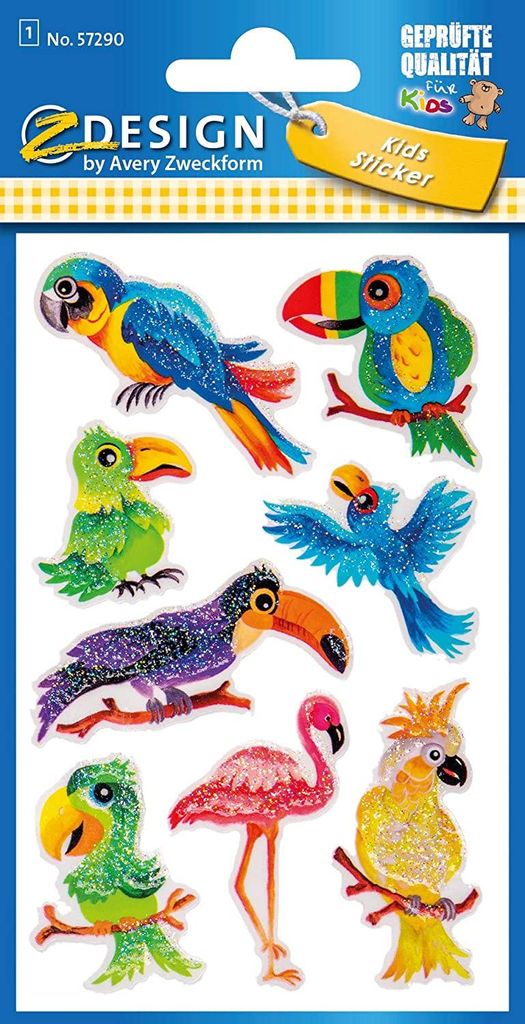 AVERY Zweckform ZDesign KIDS Glitter-Sticker "Vögel" 8 Produktbild 