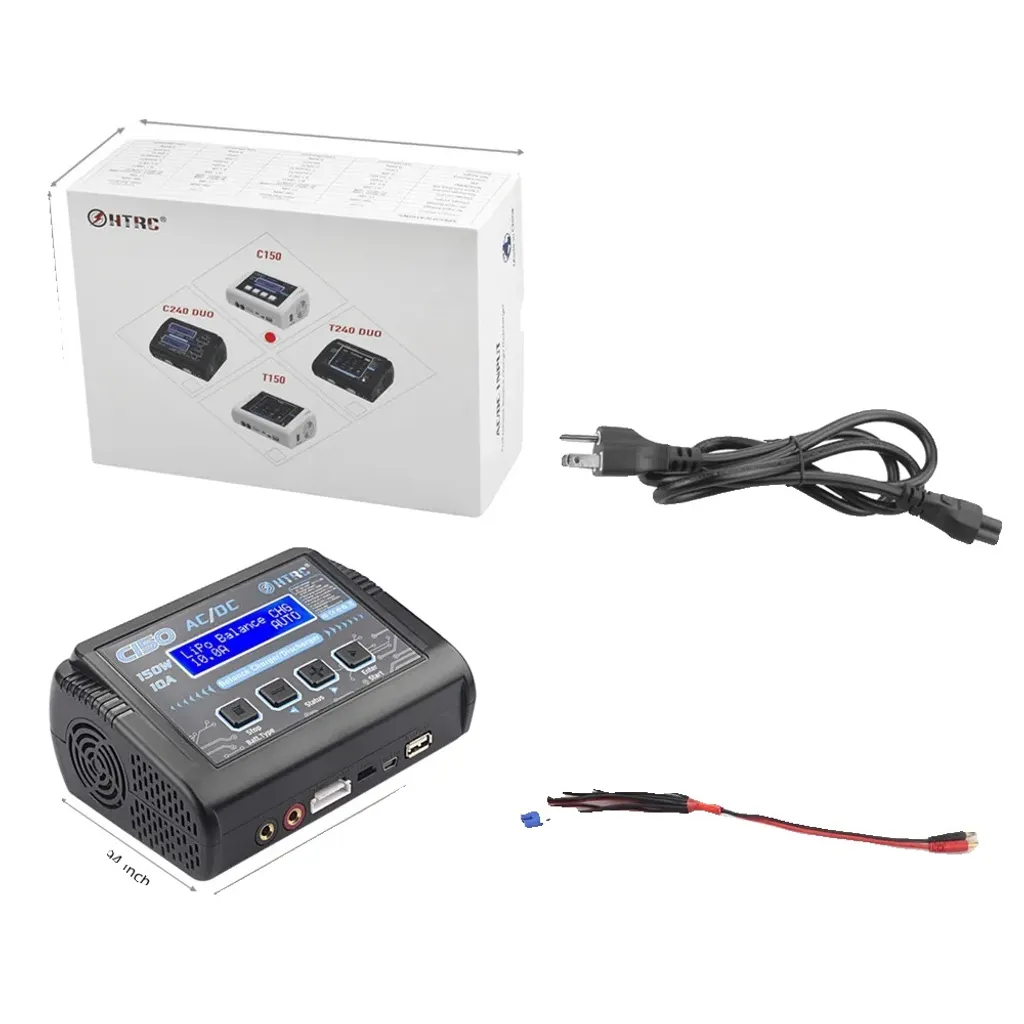 Chargeur HTRC C150 150W AC/DC pour Batteries LiPo LiFe et NiMH Kit EU
