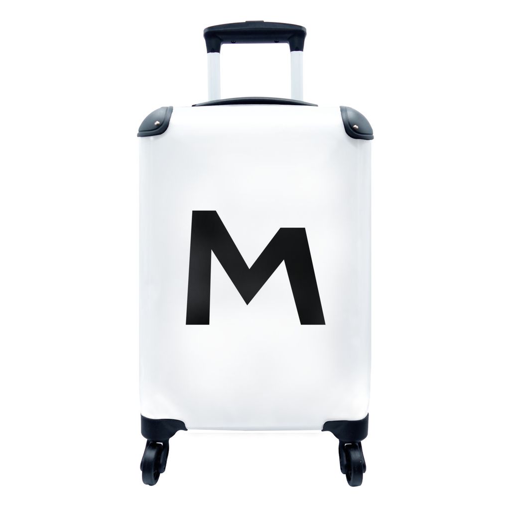 MuchoWow Koffer Handgepäck Trolley Rollkoffer Kleine Reisekoffer mit 4 Rollen - Kinder Illustration der Buchstaben des Alphabets "M" auf einem w...