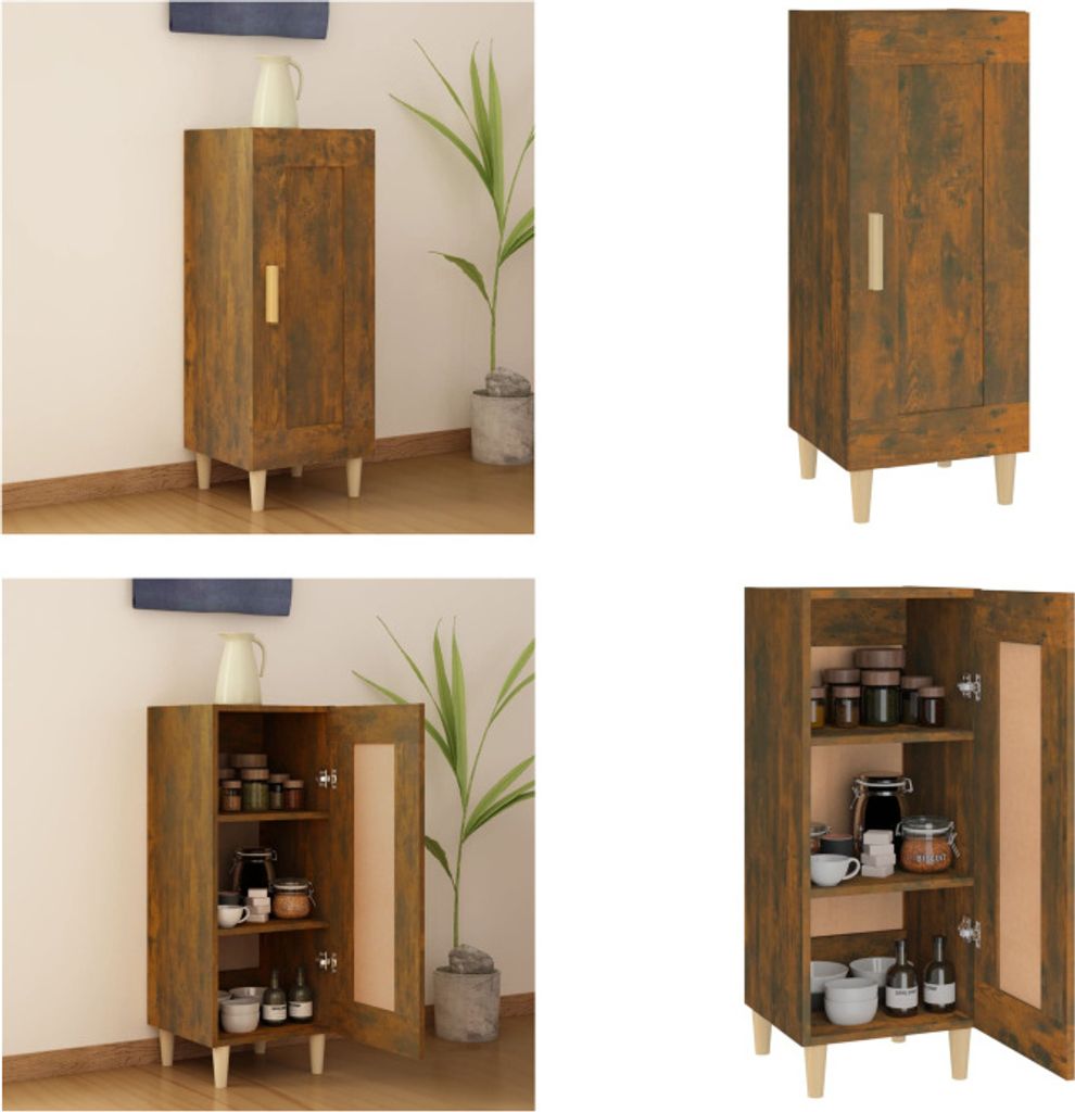 vidaXL Sideboard Räuchereiche 34,5x34x90 cm Holzwerkstoff - Sideboard - Sideboards - Schrank - Aufbewahrungsschrank