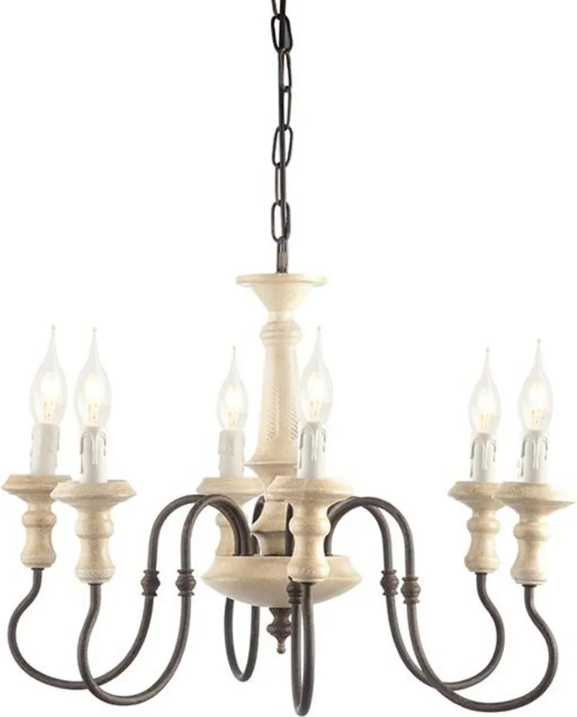 Suspension salon industrielle 6 lampes métal rouille 60cm ACA Lighting